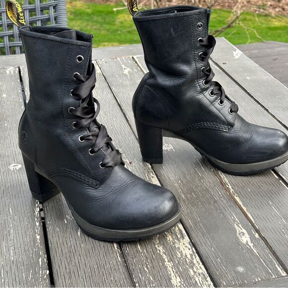 SOLD - Dr. Doc Marten’s Darcie Black High Heel Boots Womens 39 Size 8 - Picture 2 of 11